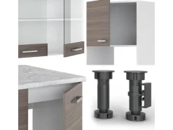 Vicco R-Line Eckküche Edelgrau/Weiß 237 x 60 cm ohne Arbeitsplatte ohne E-Geräte