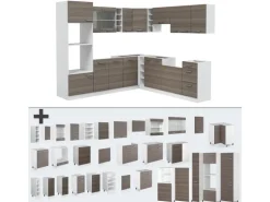 Vicco R-Line Eckküche Edelgrau/Weiß 237 x 60 cm ohne Arbeitsplatte ohne E-Geräte