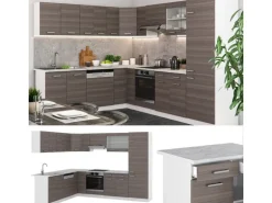 Vicco R-Line Eckküche Edelgrau/Weiß 227 x 287 cm AP Anthrazit ohne E-Geräte