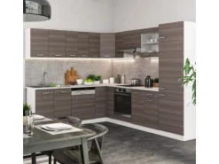 Vicco R-Line Eckküche Edelgrau/Weiß 227 x 287 cm AP Anthrazit ohne E-Geräte