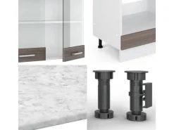 Vicco R-Line Eckküche Edelgrau/Weiß 227 x 287 cm AP Anthrazit ohne E-Geräte