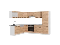 Vicco R-Line Eckküche Goldkraft Eiche/Weiß 227 x 287 cm AP Eiche ohne E-Geräte