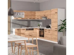 Vicco R-Line Eckküche Goldkraft Eiche/Weiß 227 x 287 cm AP Eiche ohne E-Geräte