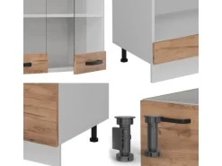 Vicco R-Line Eckküche Goldkraft Eiche/Weiß 227 x 287 cm AP Eiche ohne E-Geräte