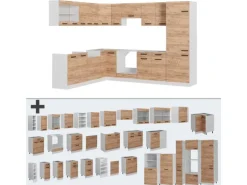 Vicco R-Line Eckküche Goldkraft Eiche/Weiß 227 x 287 cm AP Eiche ohne E-Geräte