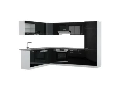 Vicco R-Line Eckküche Schwarz Hochglanz/Weiß 227 x 287 cm AP Anthrazit ohne E-Geräte