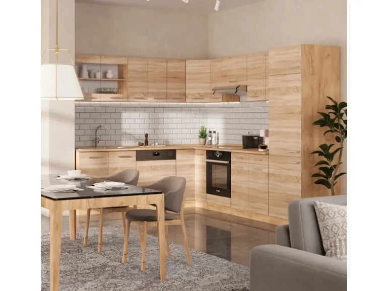 Vicco R-Line Eckküche Sonoma/Goldkraft Eiche 227 x 287 cm AP Eiche ohne E-Geräte