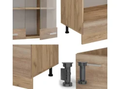 Vicco R-Line Eckküche Sonoma/Goldkraft Eiche 227 x 287 cm AP Eiche ohne E-Geräte