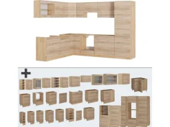 Vicco R-Line Eckküche Sonoma/Goldkraft Eiche 227 x 287 cm AP Eiche ohne E-Geräte