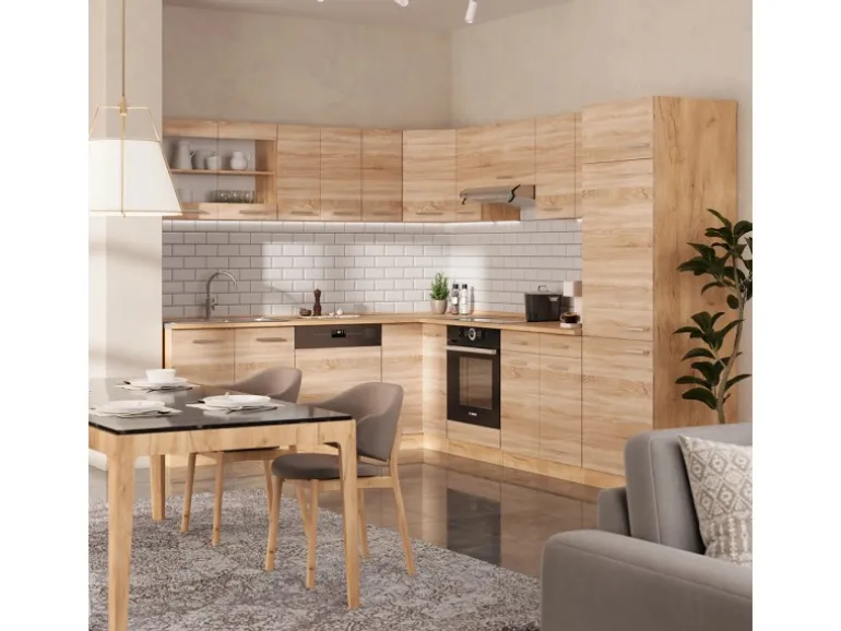 Vicco R-Line Eckküche Sonoma/Goldkraft Eiche 227 x 287 cm AP Anthrazit ohne E-Geräte