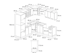 Vicco R-Line Eckküche Sonoma/Goldkraft Eiche 237 x 247 cm AP Eiche ohne E-Geräte