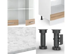 Vicco R-Line Eckküche Sonoma 227 x 287 cm AP Marmor ohne E-Geräte