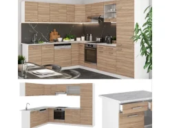 Vicco R-Line Eckküche Sonoma/Weiß 227 x 287 cm AP Anthrazit ohne E-Geräte