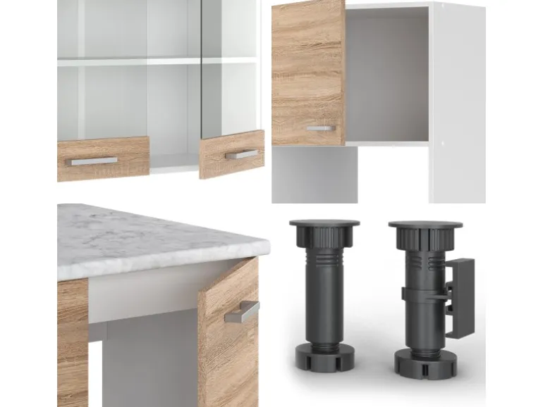 Vicco R-Line Eckküche Sonoma/Weiß 237 x 247 cm AP Anthrazit ohne E-Geräte