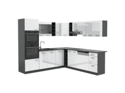 Vicco R-Line Eckküche Weiß Hochglanz/Anthrazit 237 x 247 cm AP Anthrazit ohne E-Geräte