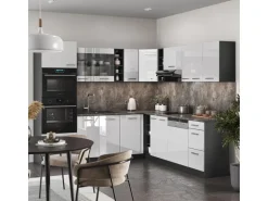 Vicco R-Line Eckküche Weiß Hochglanz/Anthrazit 237 x 247 cm AP Anthrazit ohne E-Geräte