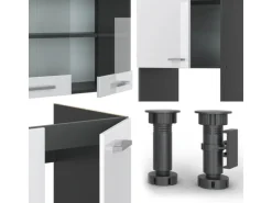 Vicco R-Line Eckküche Weiß Hochglanz/Anthrazit 237 x 247 cm AP Anthrazit ohne E-Geräte