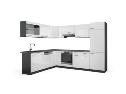 Vicco R-Line Eckküche Weiß Hochglanz/Anthrazit 227 x 287 cm AP Anthrazit ohne E-Geräte