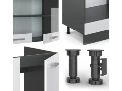 Vicco R-Line Eckküche Weiß Hochglanz/Anthrazit 227 x 287 cm AP Eiche ohne E-Geräte