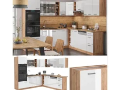 Vicco R-Line Eckküche Weiß Hochglanz/Goldkraft Eiche 237 x 60 cm ohne Arbeitsplatte ohne E-Geräte