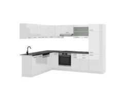 Vicco R-Line Eckküche Weiß Hochglanz/Weiß 227 x 287 cm AP Anthrazit ohne E-Geräte