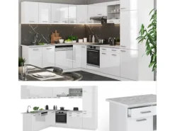 Vicco R-Line Eckküche Weiß Hochglanz/Weiß 227 x 287 cm AP Anthrazit ohne E-Geräte