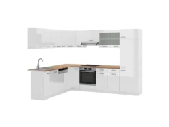 Vicco R-Line Eckküche Weiß Hochglanz/Weiß 227 x 287 cm AP Eiche ohne E-Geräte