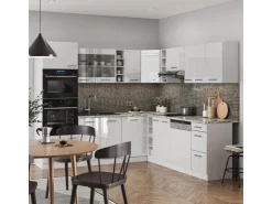 Vicco R-Line Eckküche Weiß Hochglanz/Weiß 237 x 247 cm AP Anthrazit ohne E-Geräte