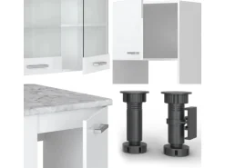 Vicco R-Line Eckküche Weiß Hochglanz/Weiß 237 x 247 cm AP Anthrazit ohne E-Geräte