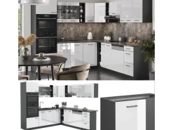 Vicco R-Line Eckküche Weiß Hochglanz/Anthrazit 237 x 60 cm ohne Arbeitsplatte ohne E-Geräte