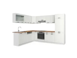 Vicco R-Line Eckküche Weiß Landhaus/Weiß 227 x 287 cm AP Eiche ohne E-Geräte
