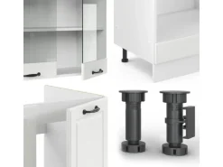 Vicco R-Line Eckküche Weiß Landhaus/Weiß 227 x 287 cm ohne Arbeitsplatte ohne E-Geräte