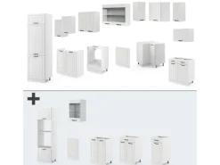 Vicco R-Line Eckküche Weiß Landhaus/Weiß 227 x 287 cm ohne Arbeitsplatte ohne E-Geräte