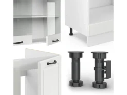 Vicco R-Line Eckküche Weiß Landhaus/Weiß 227 x 287 cm AP Anthrazit ohne E-Geräte