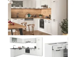 Vicco R-Line Eckküche Weiß Landhaus/Weiß 227 x 287 cm AP Marmor ohne E-Geräte