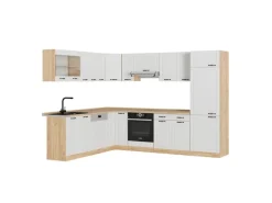 Vicco R-Line Eckküche Weiß Landhaus/Goldkraft Eiche 227 x 287 cm ohne Arbeitsplatte ohne E-Geräte