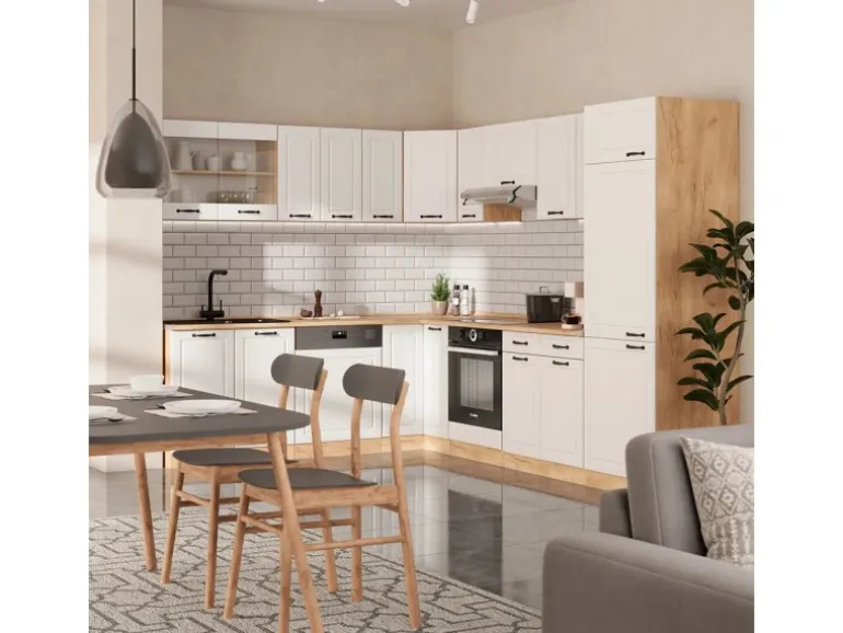 Vicco R-Line Eckküche Weiß Landhaus/Goldkraft Eiche 227 x 287 cm ohne Arbeitsplatte ohne E-Geräte