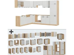 Vicco R-Line Eckküche Weiß Landhaus/Goldkraft Eiche 227 x 287 cm ohne Arbeitsplatte ohne E-Geräte