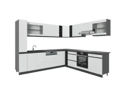 Vicco R-Line Eckküche Weiß/Anthrazit 257 x 277 cm J-ShapeAP Anthrazit ohne E-Geräte