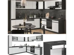 Vicco R-Line Eckküche Weiß/Anthrazit 257 x 277 cm J-ShapeAP Eiche ohne E-Geräte