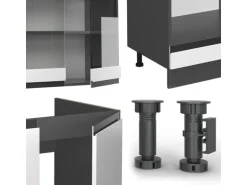 Vicco R-Line Eckküche Weiß/Anthrazit 257 x 277 cm J-ShapeAP Eiche ohne E-Geräte