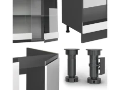 Vicco R-Line Eckküche Weiß/Anthrazit 257 x 277 cm J-ShapeAP Marmor ohne E-Geräte