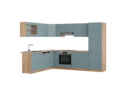 Vicco R-Line Einbauküche Blau-Grau/Goldkraft Eiche 227 x 287 cm ohne Arbeitsplatte ohne E-Geräte