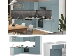 Vicco R-Line Einbauküche Blau-Grau 227 x 287 cm ohne Arbeitsplatte ohne E-Geräte