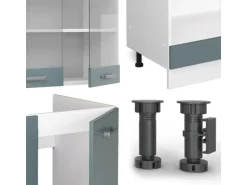 Vicco R-Line Einbauküche Blau-Grau 227 x 287 cm ohne Arbeitsplatte ohne E-Geräte