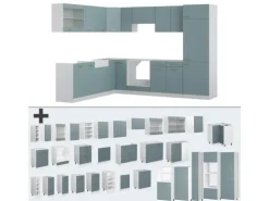 Vicco R-Line Einbauküche Blau-Grau 227 x 287 cm ohne Arbeitsplatte ohne E-Geräte