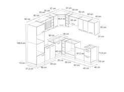 Vicco R-Line Einbauküche Blau-Grau/Anthrazit 237 x 60 cm ohne Arbeitsplatte ohne E-Geräte