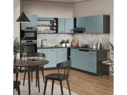 Vicco R-Line Einbauküche Blau-Grau/Anthrazit 237 x 60 cm ohne Arbeitsplatte ohne E-Geräte