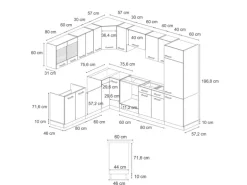 Vicco R-Line Einbauküche in L-Form Schwarz Beton/Anthrazit 227 x 287 cm AP Anthrazit ohne E-Geräte