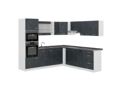 Vicco R-Line Einbauküche Schwarz Beton/Weiß 237 x 247 cm AP Anthrazit ohne E-Geräte